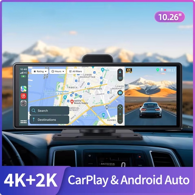 10.26 Inch Dash Cam 3840*2160P 4K+2K Carplay & Android AutoCar Dashboard Video Recording WIFI Loop Record Phone APP Car Dvr