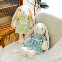 Ensemble de jouets en peluche lapin robe florale-Lapins blancs avec longues oreilles et nœuds papillon, plusieurs tailles pour filles et cadeaux jouets en peluche