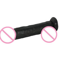 Matériau PVC 68*320mm, gros gode noir avec ventouse pour masturbation féminine, jouets sexuels, grand pénis en caoutchouc