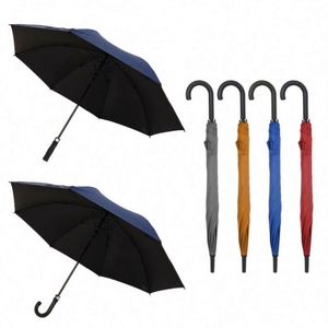 Parapluie droit semi-automatique avec impression de logo personnalisé, en tissu pongé, style professionnel pour les affaires - Product Image 3