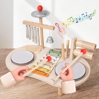 Wooden Drum Set for Toddlers, Montessori Musical Instruments Activity Table, Early Educational Percussion Toys, Birthday Gift