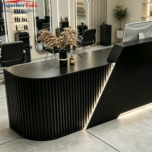 Mostrador de Recepción Curvo con Iluminación LED, Moderno, para Salón de Belleza, Peluquería, Spa, Hotel, Tamaño Personalizado - Product Image 2