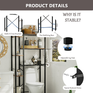 Tủ đựng đồ 3 tầng trên bồn cầu, kệ nhà tắm bền chắc phía trên bồn cầu có giá để đồ bên hông - Product Image 4