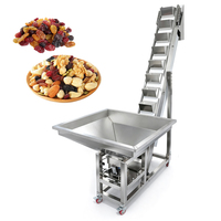 Convoyeur à godets en acier inoxydable pour fruits secs avec trémie d'alimentation mobile pour lignes de machines d'emballage de mélanges de raisins et de noix