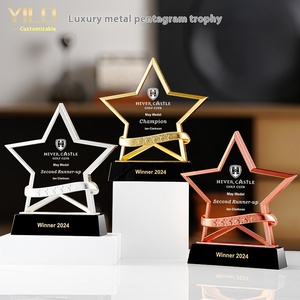 Trofeo a Stella a Cinque Punte in Metallo e Cristallo Personalizzabile Gratuito per il Personale Eccezionale della Riunione Annuale, Campione Creativo - Product Image 5