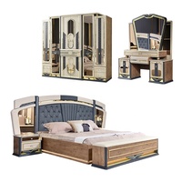 Ensemble de Chambre à Coucher Complet de Luxe avec Lit King Size, Cadre en Bois Double, Mobilier de Chambre Moderne et Luxueux