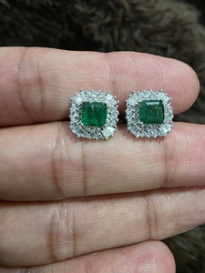 ต่างหูเพชรเซอร์คอนสีเงินประกายเพชรธรรมชาติเกรดโดดเด่น1กะรัตมรกตงานหมั้นและงานแต่งงานของผู้หญิง - Product Image 5