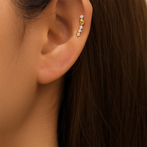 ROXI Boucles d'oreilles clous en forme de cœur unique et goutte d'eau, en argent sterling 925 incrusté de zircon, avec fermoir à vis pour cartilage S925 - Product Image 4