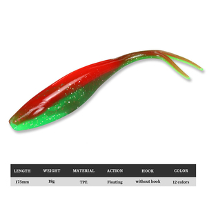 <span class=keywords><strong>Leurre</strong></span> souple flottant pour la pêche en eau salée et douce, 12 couleurs, 175 mm, 18 g, en TPE, simulateur de queue fourchue, pour achigan et brochet - Product Image 2
