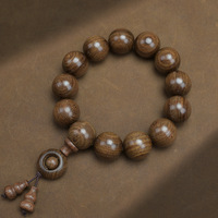 Bracelet en bois de santal doré, Mala bouddhiste de méditation, 12 perles de prière, chapelet en bois pour hommes et femmes