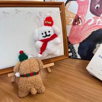 Cyber Celebrant Noël Chiot Poupée Lavé En Peluche Jouet Porte-clés Pendentif Chien Châle Écharpe PP Coton Soulagement Du Stress Cadeau De Vacances