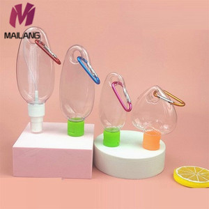 Potable Clear 50ml Empty PET Plastic Hand Sanitizer Bottle With Silicone <strong>Pocketbac</strong> Holder for Travel With Keychain - Product Image 1