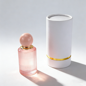 Flacons de <span class=keywords><strong>parfum</strong></span> en verre rose rayé très demandés, 30 ml, 50 ml, 100 ml, design rond de luxe avec couvercles colorés - Product Image 3