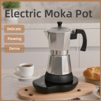 Machine à expresso électrique en alliage d'aluminium de style américain, avec fonctionnement à une touche, capacité de 6 tasses et base remplaçable