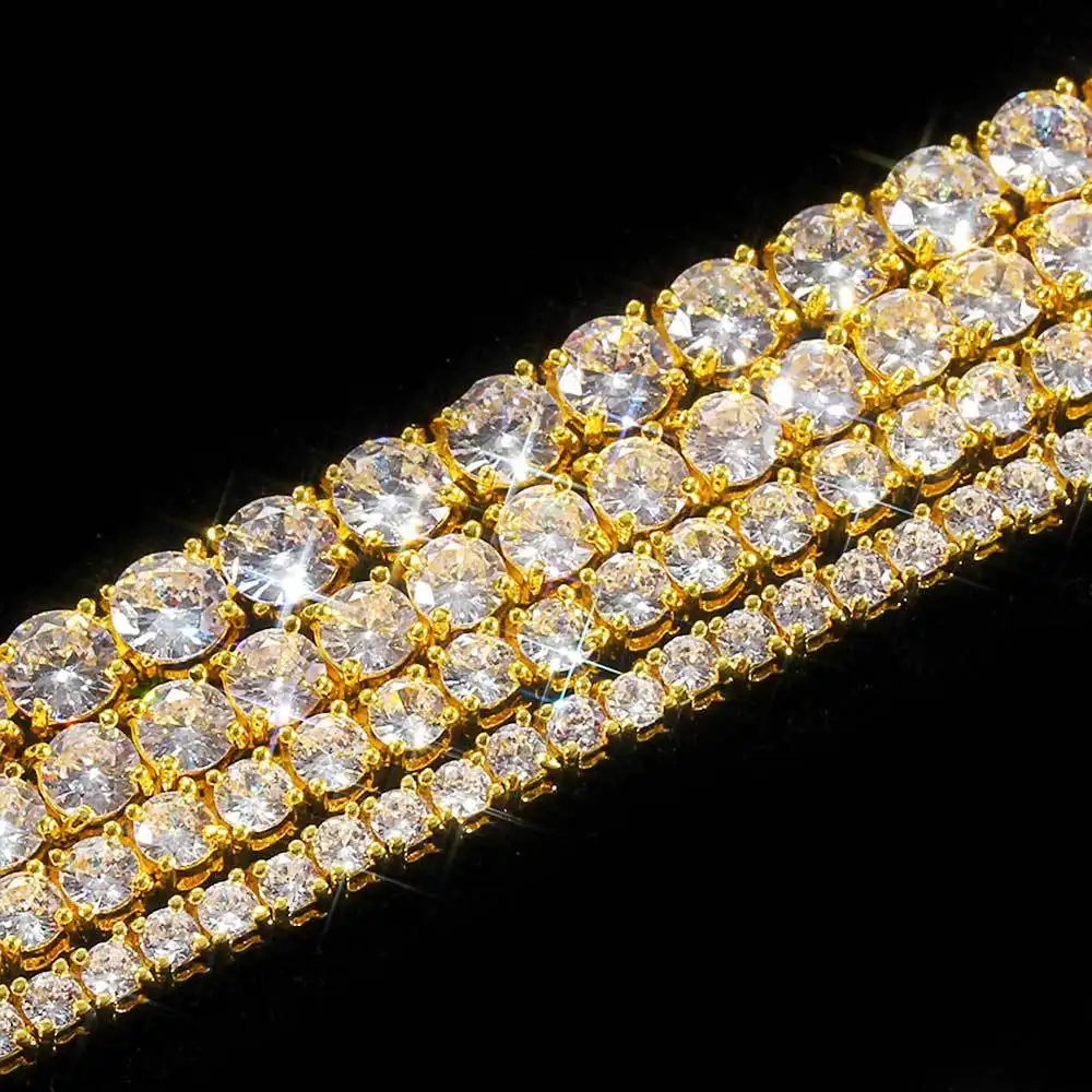 Oem/Odm fashion hip hop jewelry sets 3mm 4mm 5mm bling diamond zircon Tennis Chain necklace bracelet
