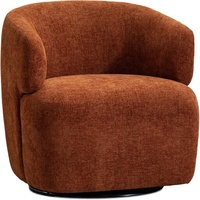 Fauteuil pivotant SOFTHION en chenille avec cadre en bois, idéal pour salon, chambre ou chambre d'enfant, confortable, en bouclette, orange