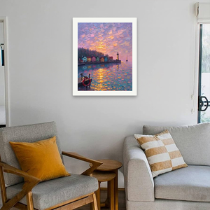 Kit Pittura con Numeri Faro al Tramonto per Adulti Fai da Te Ecologico Lavabile Colorato Villaggio Costiero 16x20 Pollici Senza Cornice da Parete - Product Image 4