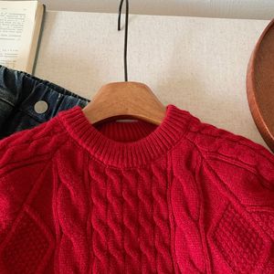 Child Star Circle Childrens Sweater 2025 Winter Retro Cable Knit Round Neck Pullover Warm Knitwear For Girls - Product Image 3