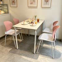 Ensemble de meubles de salle à manger simple 5 pièces, table rectangulaire et 4 chaises en plastique pour un usage quotidien