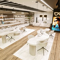 Aménagement intérieur de magasin d'optique, comptoir optique mural, vitrine optique haute couture, décoration de magasin tout-en-un, rénovation