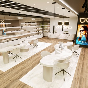 Tienda óptica de estilo Simple alto Diseño blanco lechoso Mostrador óptico de pared Escaparate de pantalla óptica de alta moda - Product Image 2