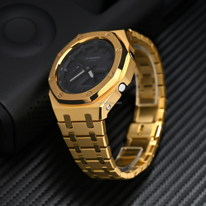 GuHe pièces de rechange en acier inoxydable brillant intersable montre-bracelet Boîtier avec bracelet pour casio mod kit <span class=keywords><strong>gshock</strong></span> GA2100 - Product Image 6