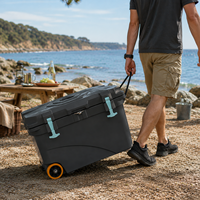 Glacière portable 45QT avec roues et haut-parleur, en LLDPE rotomoulé, pour kayak, pêche, camping