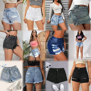 Vente <span class=keywords><strong>en</strong></span> gros usine : Jeans sexy taille haute pour femmes et shorts <span class=keywords><strong>en</strong></span> <span class=keywords><strong>jean</strong></span> décontractés taille mi-haute coupe droite pour l'été, technique délavée - Product Image 5