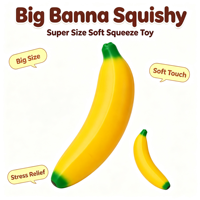 Grande banane sensorielle souple à presser en TPR, modèle de fruit simulé géant, personnalisable, vente en gros, jouet anti-stress mignon, collection de cadeaux de détail