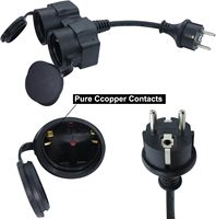 Cable de Extensión para Exteriores de 2 Vías y 2 cm de Longitud, IP44 Impermeable, para Uso con Computadora, 2 Tomas de Corriente