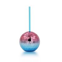 Gobelet jetable en plastique électroplaqué Flash Discoball 600 ml avec paille, revêtement anti-corrosion, compatible lave-vaisselle, couleur personnalisable pour fête