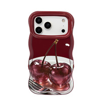 Coques de téléphone Crystal Cherry compatibles avec Apple 18pm, iPhone 16 Nouveau Modèle Femme 17 avec support, 15 en silicone, 14 anti-chute, 13