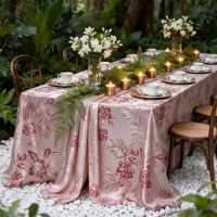 Nappe jacquard florale à feuilles de palmier tropicales, couverture de table tissée de luxe pour la décoration d'hôtels, banquets et mariages