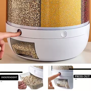 Dispensador de Arroz y Granos para Cocina, Contenedor Giratorio de 6 Compartimentos para Cereales, Caja de Almacenamiento de Alimentos, Dispensador de Arroz por Inyección - Product Image 4