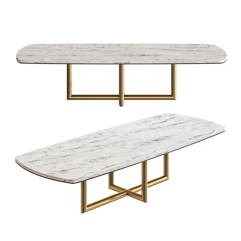 Vente en gros de meubles extra longs de conception de luxe Comedor Table rectangulaire en marbre Comedores Table à manger pour salle à manger