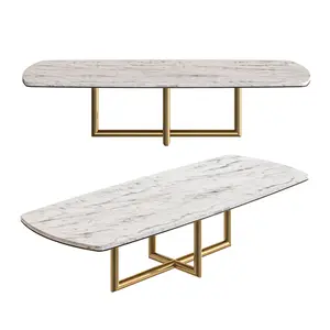 Atacado Design De Luxo extra longo Mobiliário Comedor Retângulo Comedores Mesa De Jantar De Mesa De Mármore Para Sala De Jantar