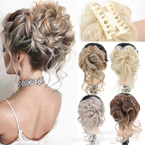 Nouveau style, vente en gros : <span class=keywords><strong>Chignon</strong></span> bouclé en fibre synthétique, extension bouclée à queue longue, <span class=keywords><strong>chignon</strong></span> désordonné élastique <span class=keywords><strong>pour</strong></span> femmes - Product Image 4