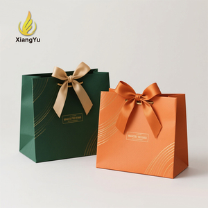 Sacs cadeaux en gros pour montres, orange, avec estampage à chaud et poignées en corde noire, impression de logo personnalisé, pour montres-bracelets et coffrets cadeaux de montres - Product Image 2