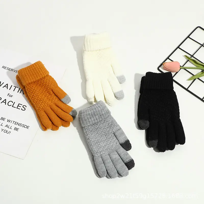 Cheap jacquard touch screen warm men and women outdoor winter gloves