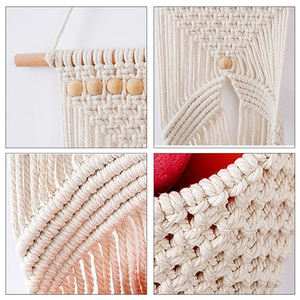 <span class=keywords><strong>Tapiz</strong></span> de almacenamiento tejido bohemio colgante de pared fruta planta maceta soporte macramé colgador - Product Image 5