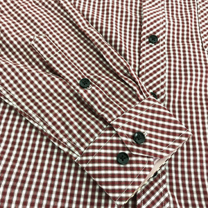 Económica de la alta calidad de los hombres rojo y blanco manga larga a cuadros camisa casual - Product Image 4