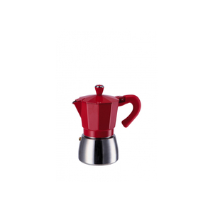 Cafetera de aluminio de 6 tazas, color rojo, para placas de inducción - Product Image 1
