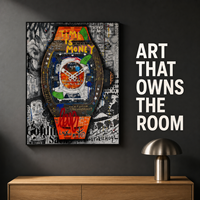 L'argent est du temps - Tableau mural graffiti, art pop urbain motivant pour bureau, salle de jeux, bar, intérieurs urbains