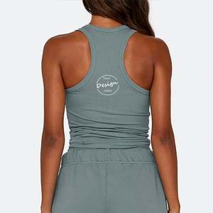 Logo personnalisé imprimé plaine vierge Slim Fit femme gilet caraco hauts en gros ajusté côtelé débardeur femme - Product Image 5