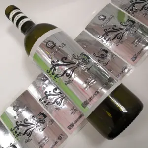 Etiqueta autoadhesiva personalizada de aluminio y metal con logotipo de botella en relieve, etiqueta de vino