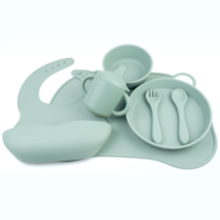 Usine personnalisé sans BPA Silicone ventouse vaisselle ensemble bavoirs bols assiettes fourchettes cuillères pour bébé alimentation boîte cadeau