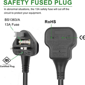 BS 1363 Anh Mở Rộng Ngoài Trời Chì 13A 250V Thời Tiết Cầu Chì Màu Đen Anh Nam Để Nữ Mở Rộng Dây Cho Xây Dựng - Product Image 2