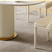 Ensemble de table et de chaises de salle à manger en acier carbone avec plateau en pierre moderne et luxueux (6 places) pour hôtel et usage domestique, construction durable