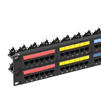 Panel Patch RJ45 Modular 48 Port Tanpa Pelindung Cat5e Cat6 Cat6A 19 inci 2U dengan Batang Belakang untuk Manajemen Kabel dan Pemasangan di Dinding