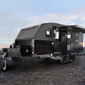 <span class=keywords><strong>Remolque</strong></span> de viaje de fibra de vidrio <span class=keywords><strong>todoterreno</strong></span> para caravana familiar de lujo Negro con luces LED y suspensión independiente - Product Image 3